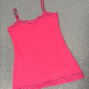 Pink Y2K Tank Top Cami Large Lace Trim Diaries Skater Bella Coquette